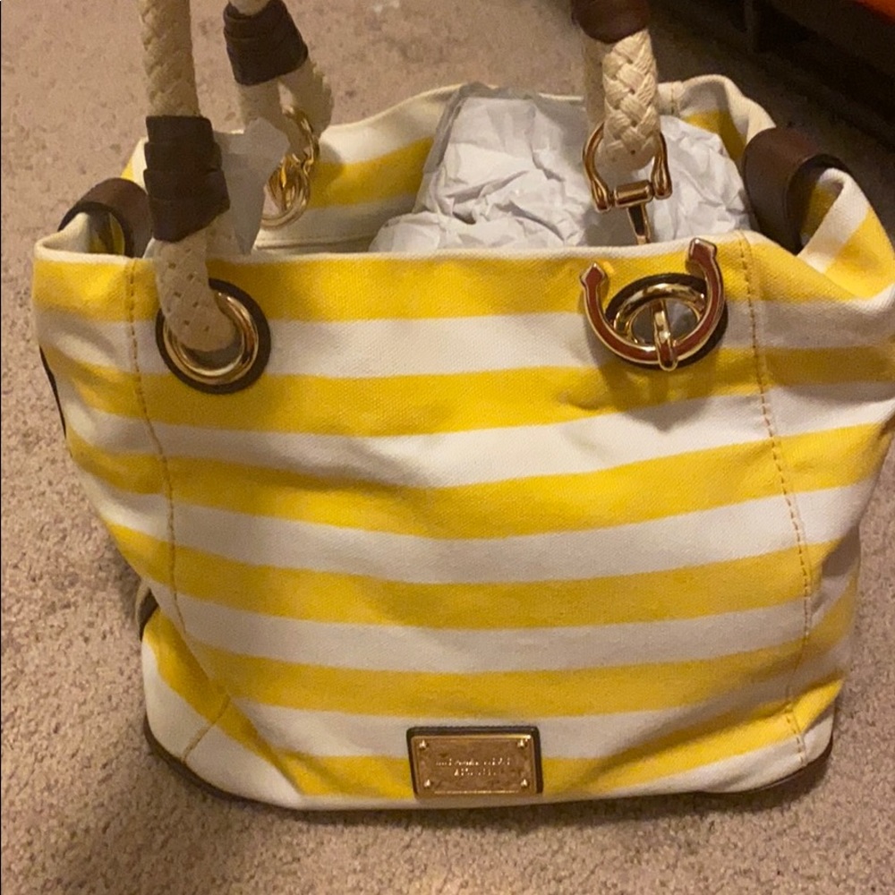 Michael Kors marina striped canvas tote